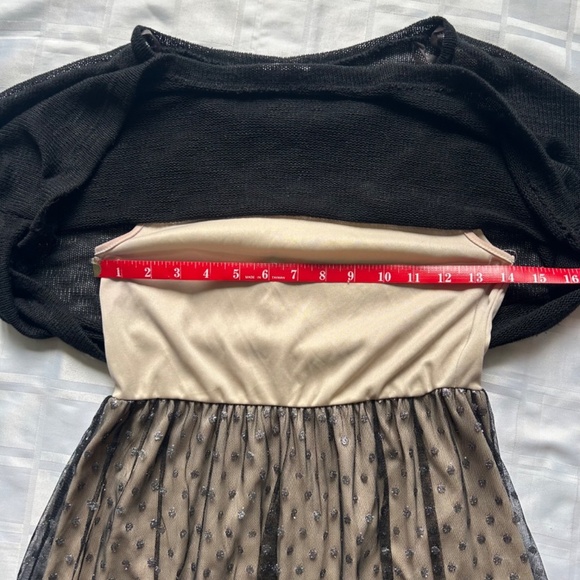 LUSH Black & Nude Dress with Metallic Polkadot Details - Picture 6 of 13